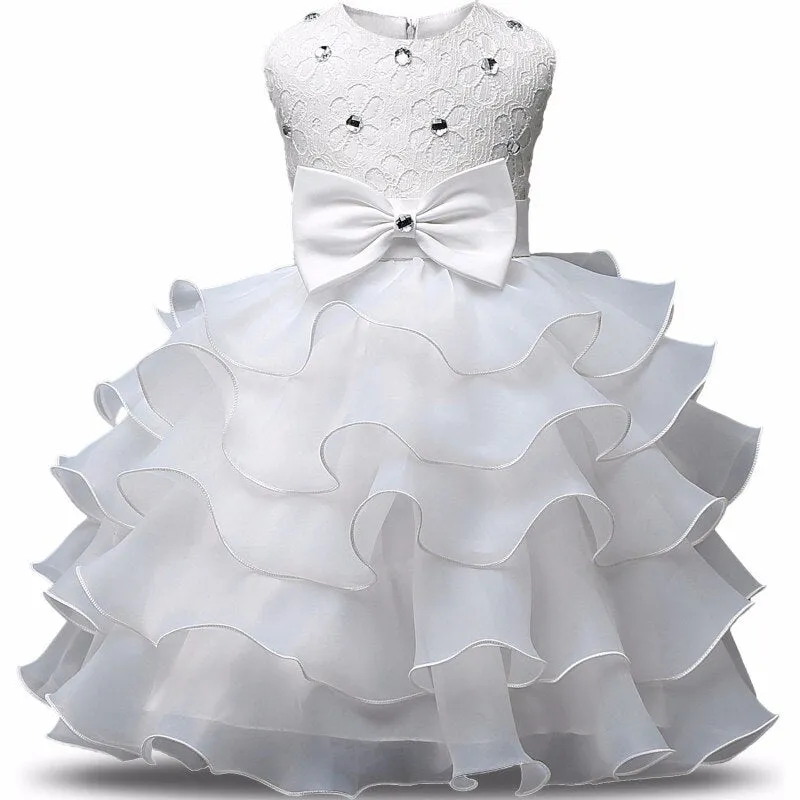 0-8 Yrs Flower Girls Dress Wedding Birthday Dress First Communion Dresses for Girls Baby Girl Baptism Dress Tutu Party Vestidos