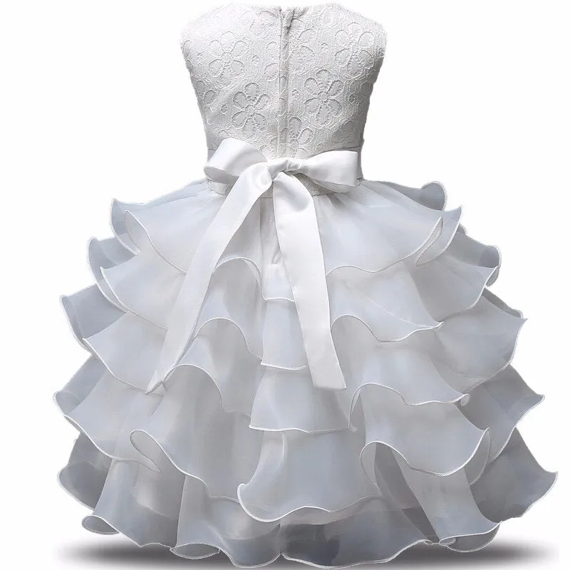 0-8 Yrs Flower Girls Dress Wedding Birthday Dress First Communion Dresses for Girls Baby Girl Baptism Dress Tutu Party Vestidos