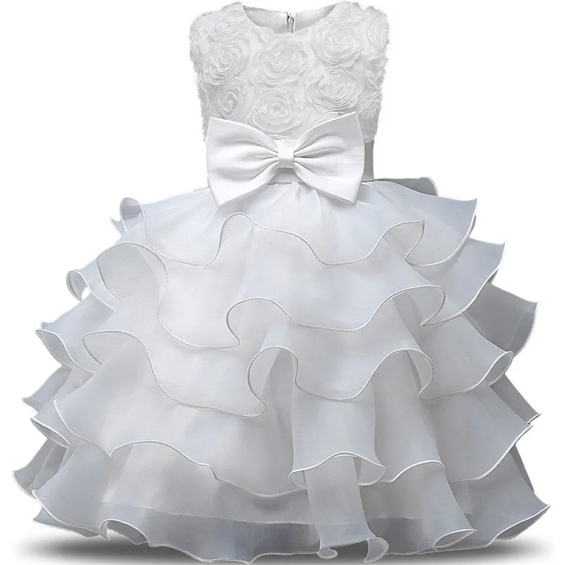 0-8 Yrs Flower Girls Dress Wedding Birthday Dress First Communion Dresses for Girls Baby Girl Baptism Dress Tutu Party Vestidos