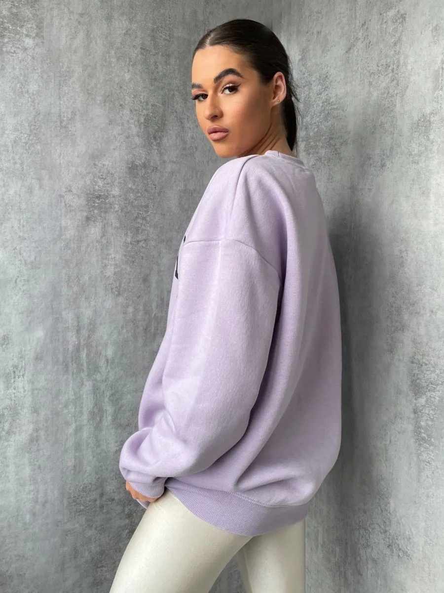 Amanda MICHIGAN Graphic Sweatshirt Jumper In Lilac