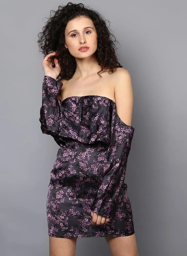 Bardot Loose Sleeve Printed Satin Dress