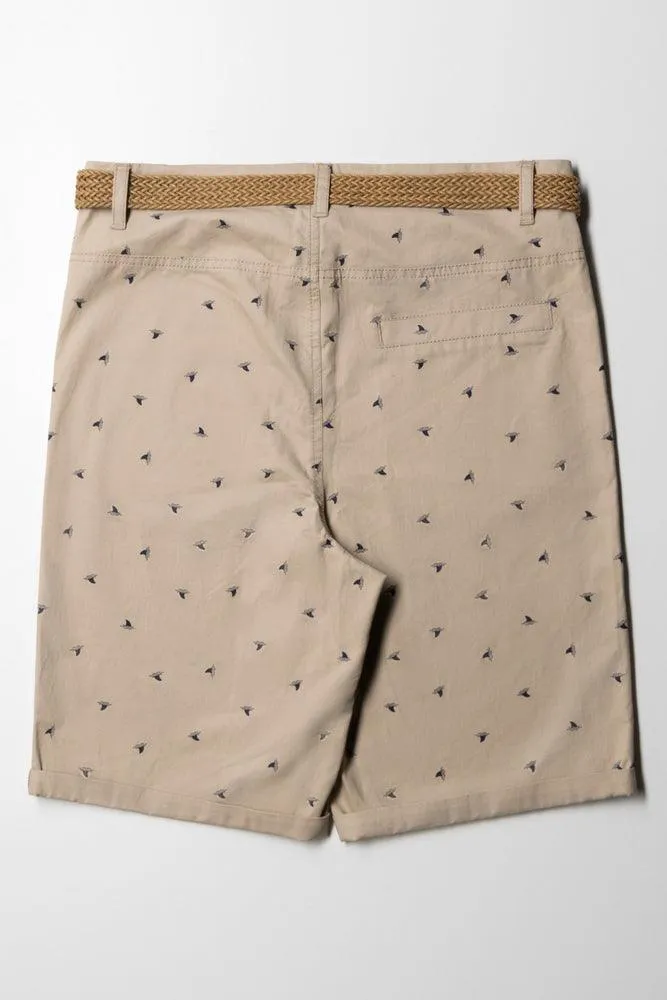 Belted Chino Shorts Natural