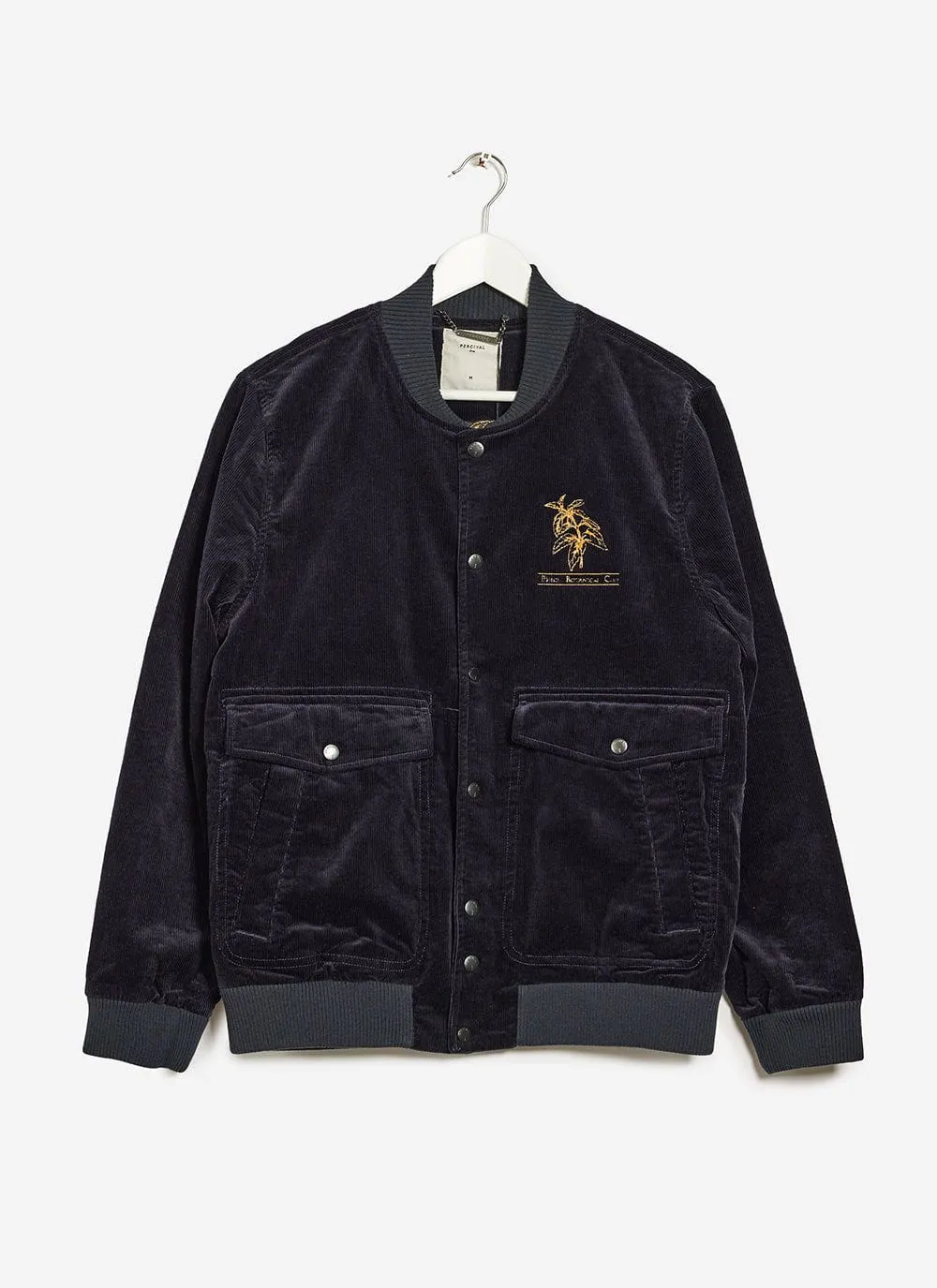 Botanical Embroidered Bomber Jacket | Corduroy | Navy