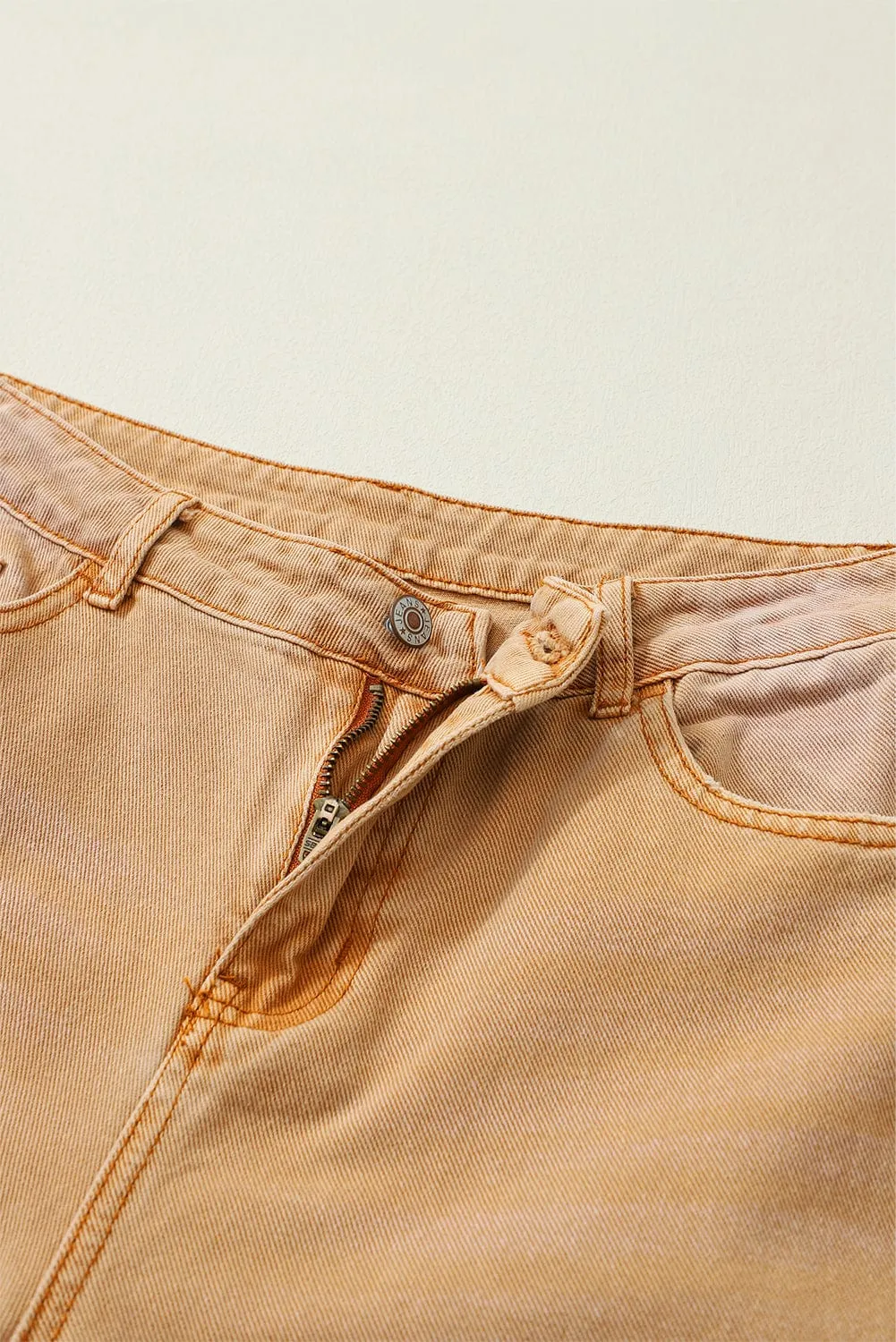 Brown Distressed Hollow-out Flared High Waist Denim Jeans