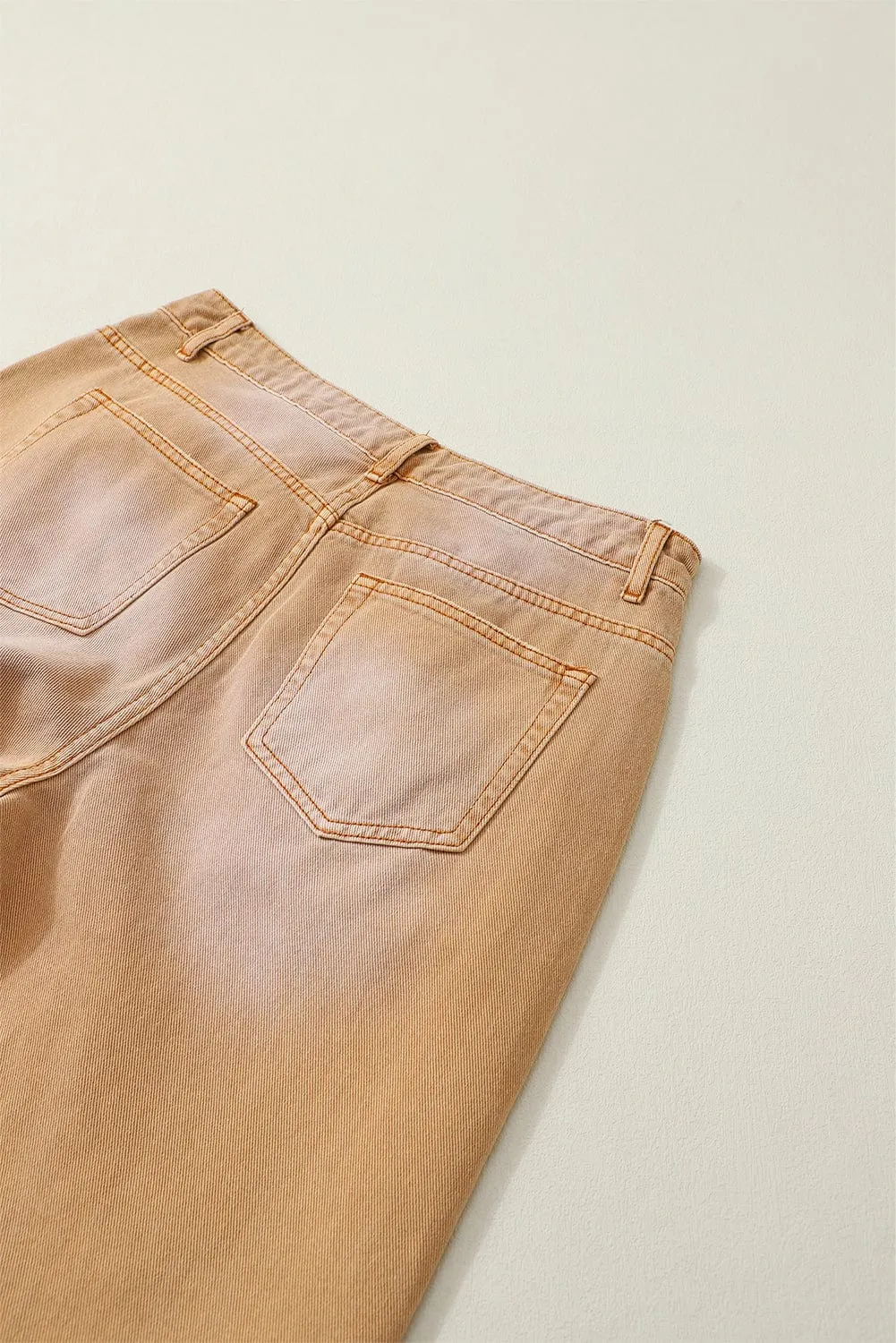 Brown Distressed Hollow-out Flared High Waist Denim Jeans