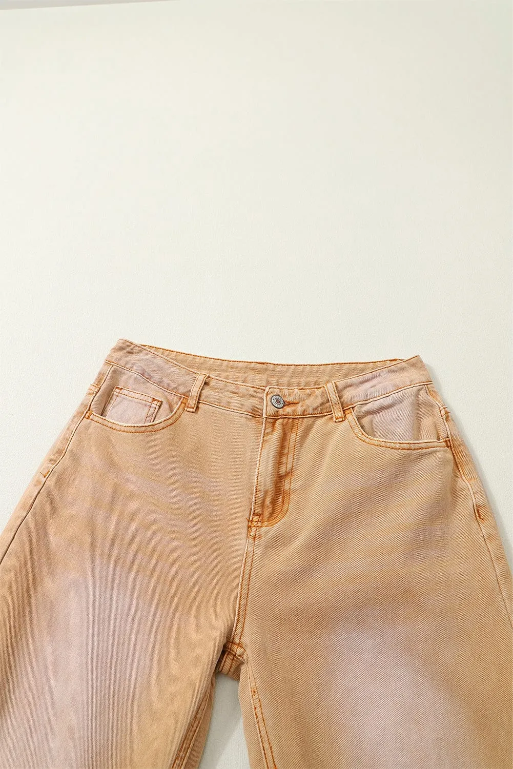 Brown Distressed Hollow-out Flared High Waist Denim Jeans