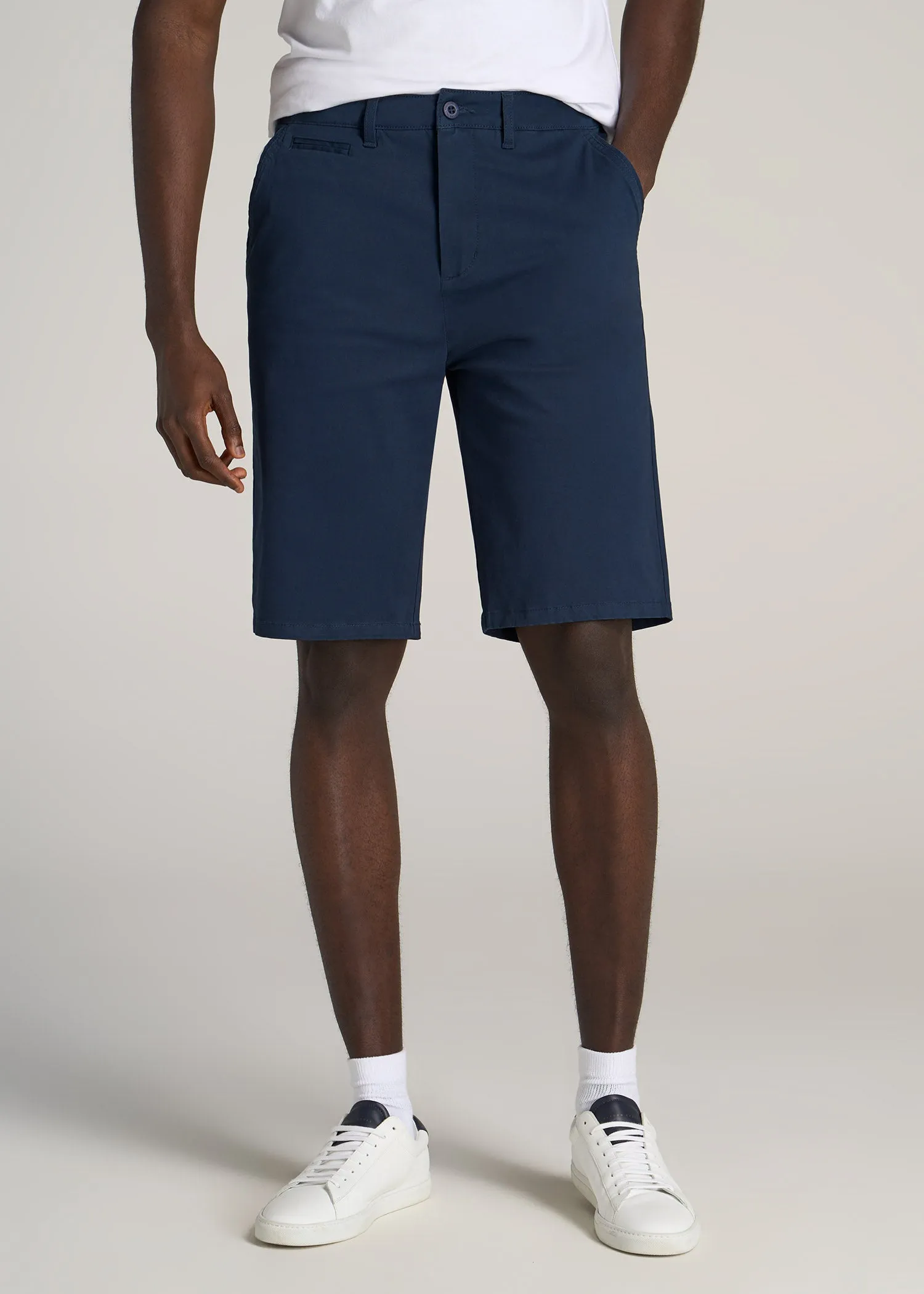 Chino Shorts for Tall Men in Marine Navy