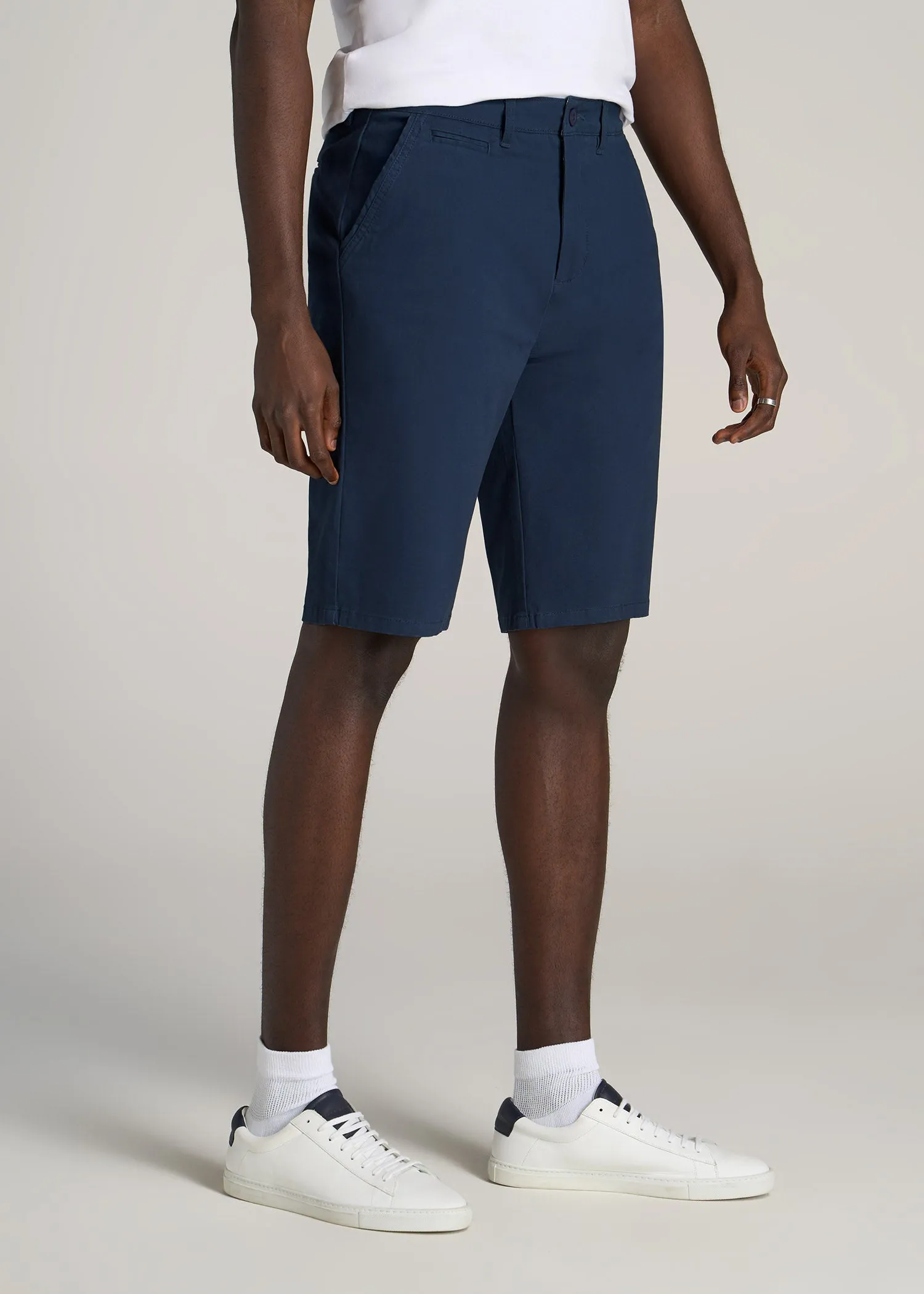 Chino Shorts for Tall Men in Marine Navy