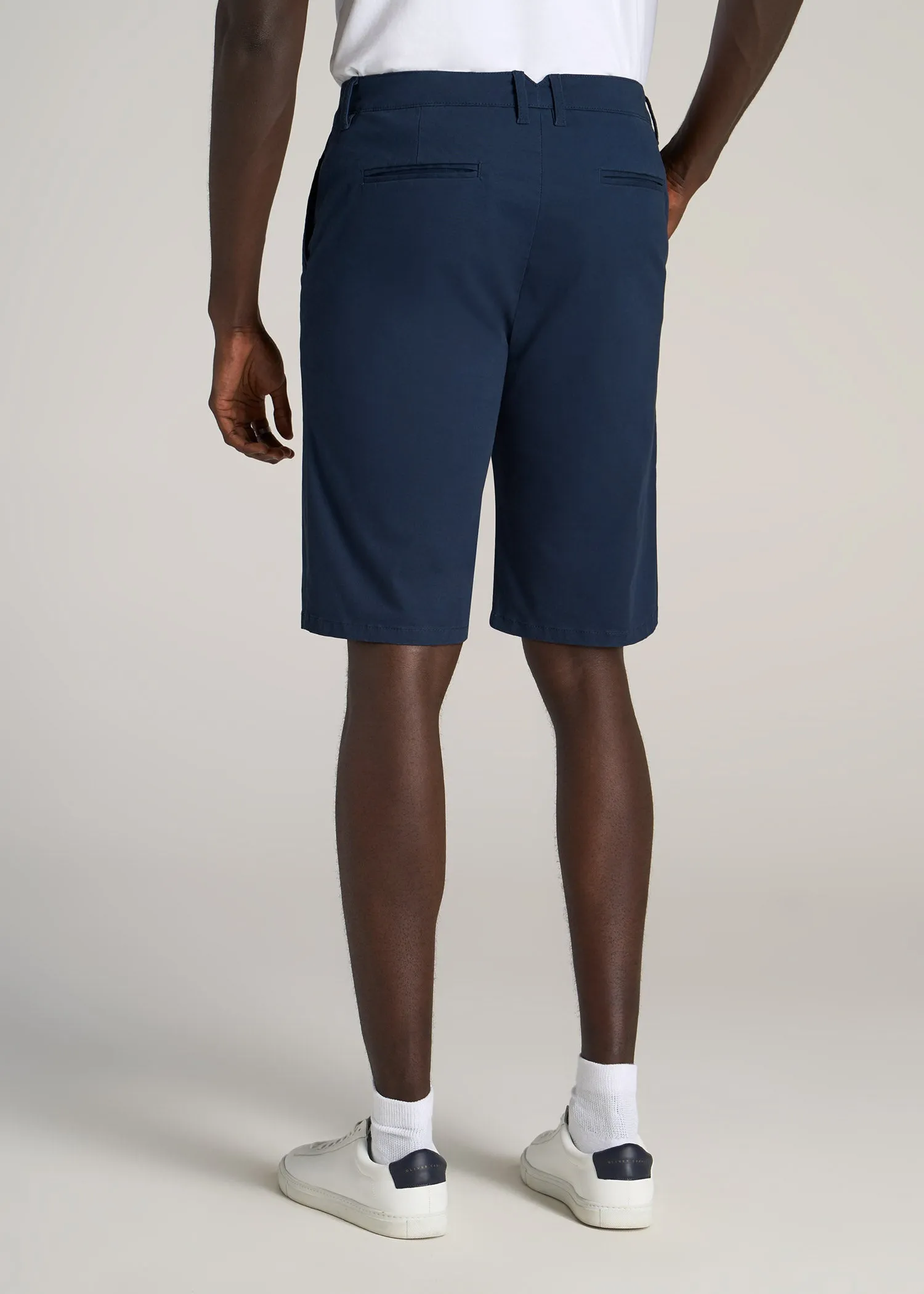 Chino Shorts for Tall Men in Marine Navy