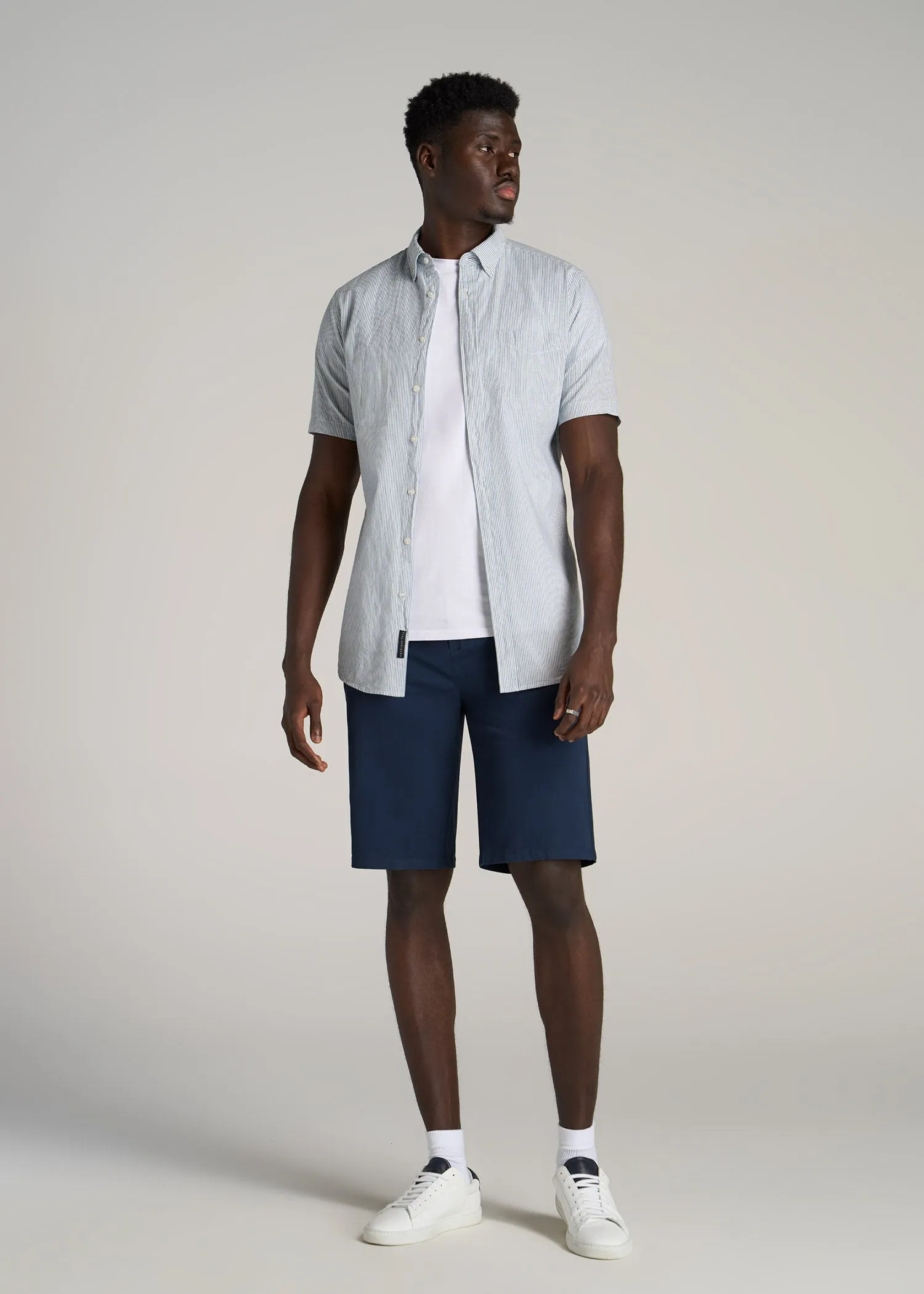 Chino Shorts for Tall Men in Marine Navy