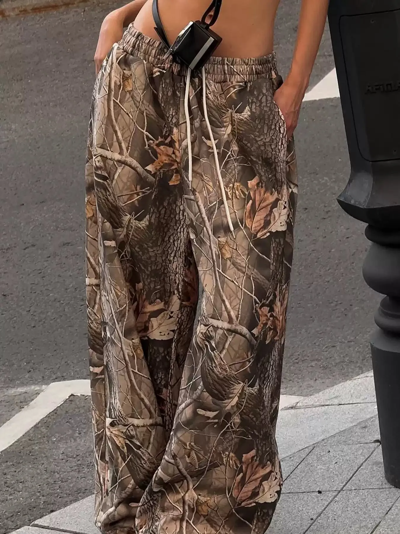 Dakota Camo Print Wide-Leg Pants