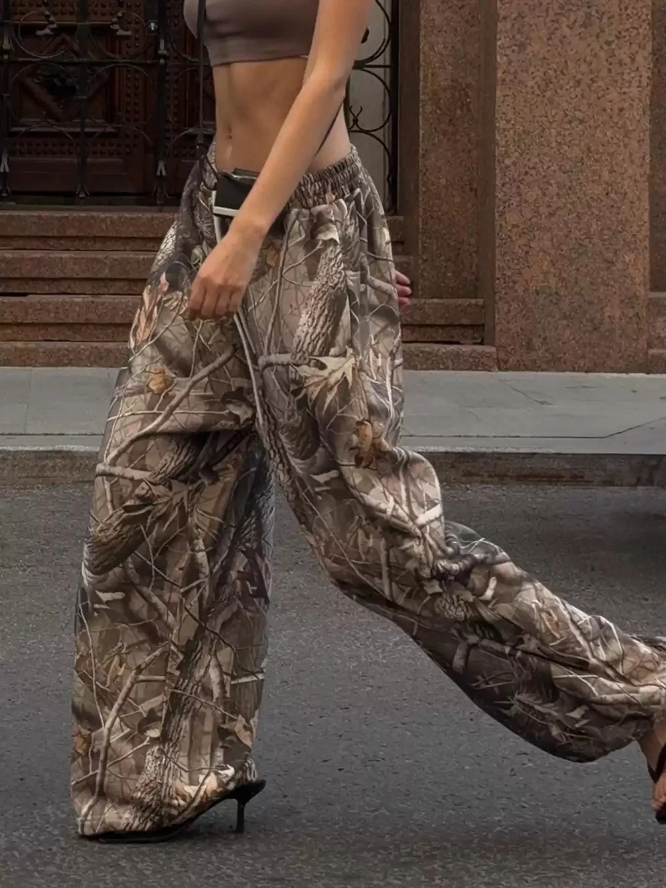 Dakota Camo Print Wide-Leg Pants