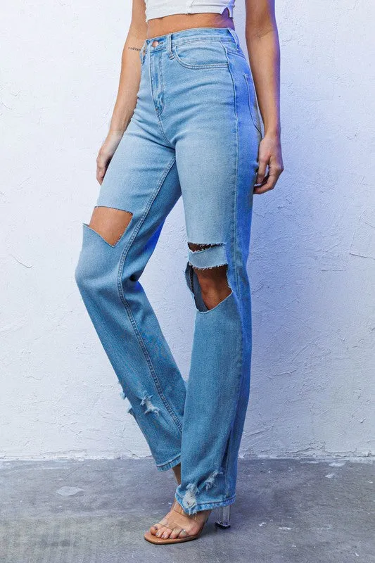 Distressed Wide Leg Jeans