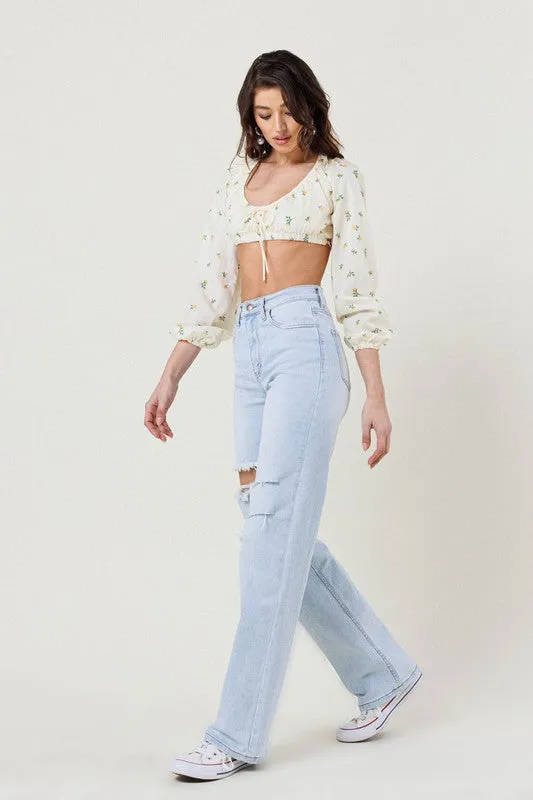 Distressed Wide Leg Jeans