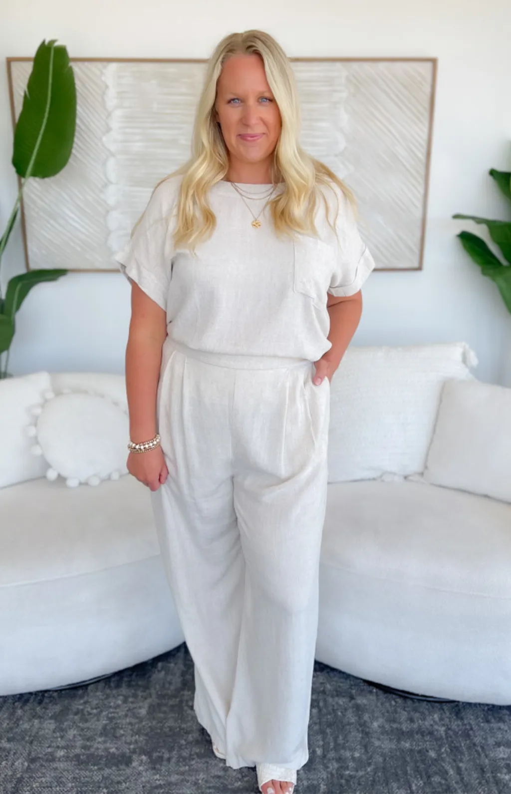 Emma Wide Leg Linen Pants-Curvy