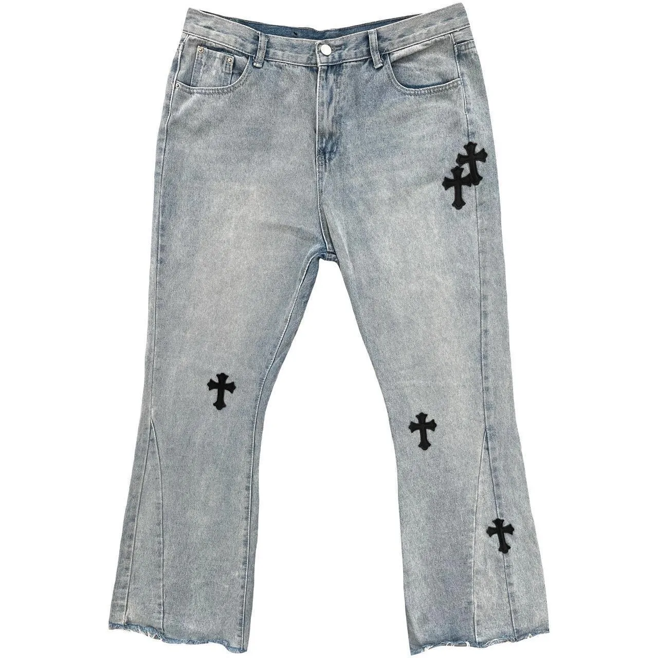 Flared Cross Patch Jeans