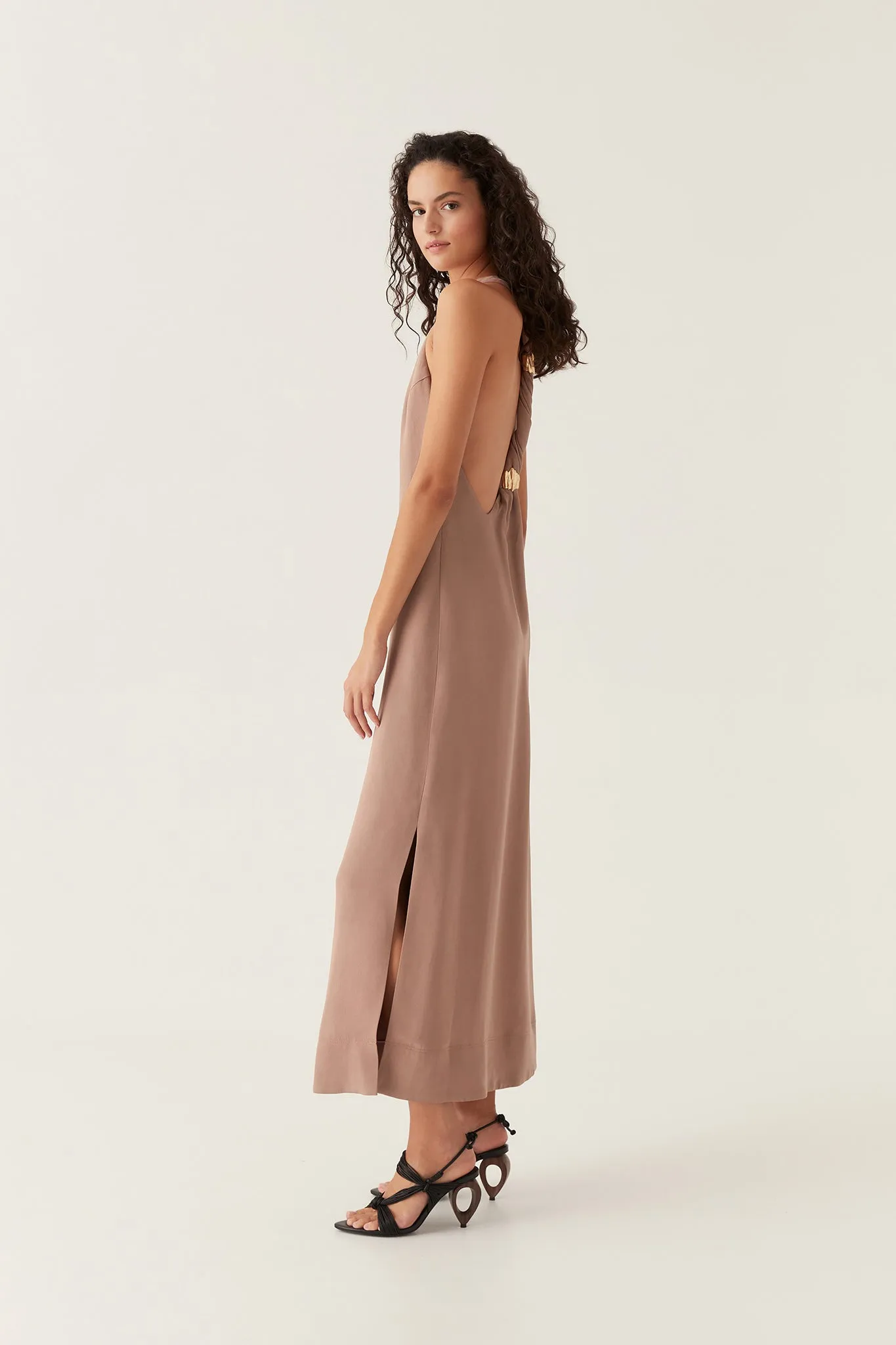 Intrigue Twist Back Midi Dress