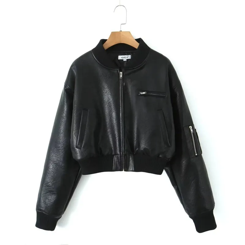 Isa Leather Bomber Jacket