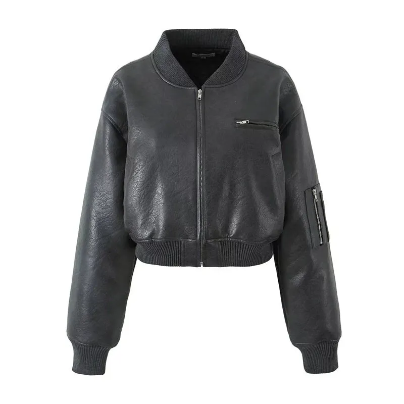 Isa Leather Bomber Jacket