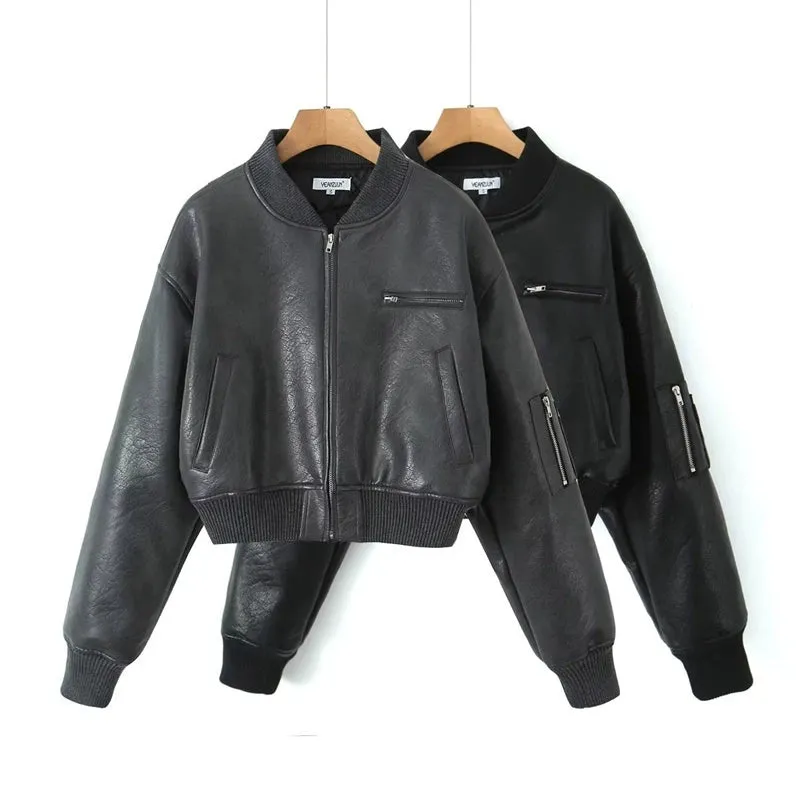 Isa Leather Bomber Jacket