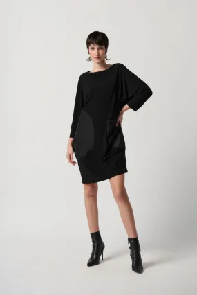 Joseph Ribkoff Black Circle Motif Dolman Sleeve Shift Dress 234159