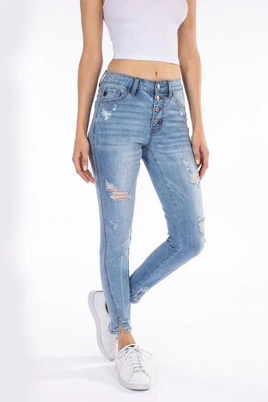 KanCan Distressed Ankle Jeans