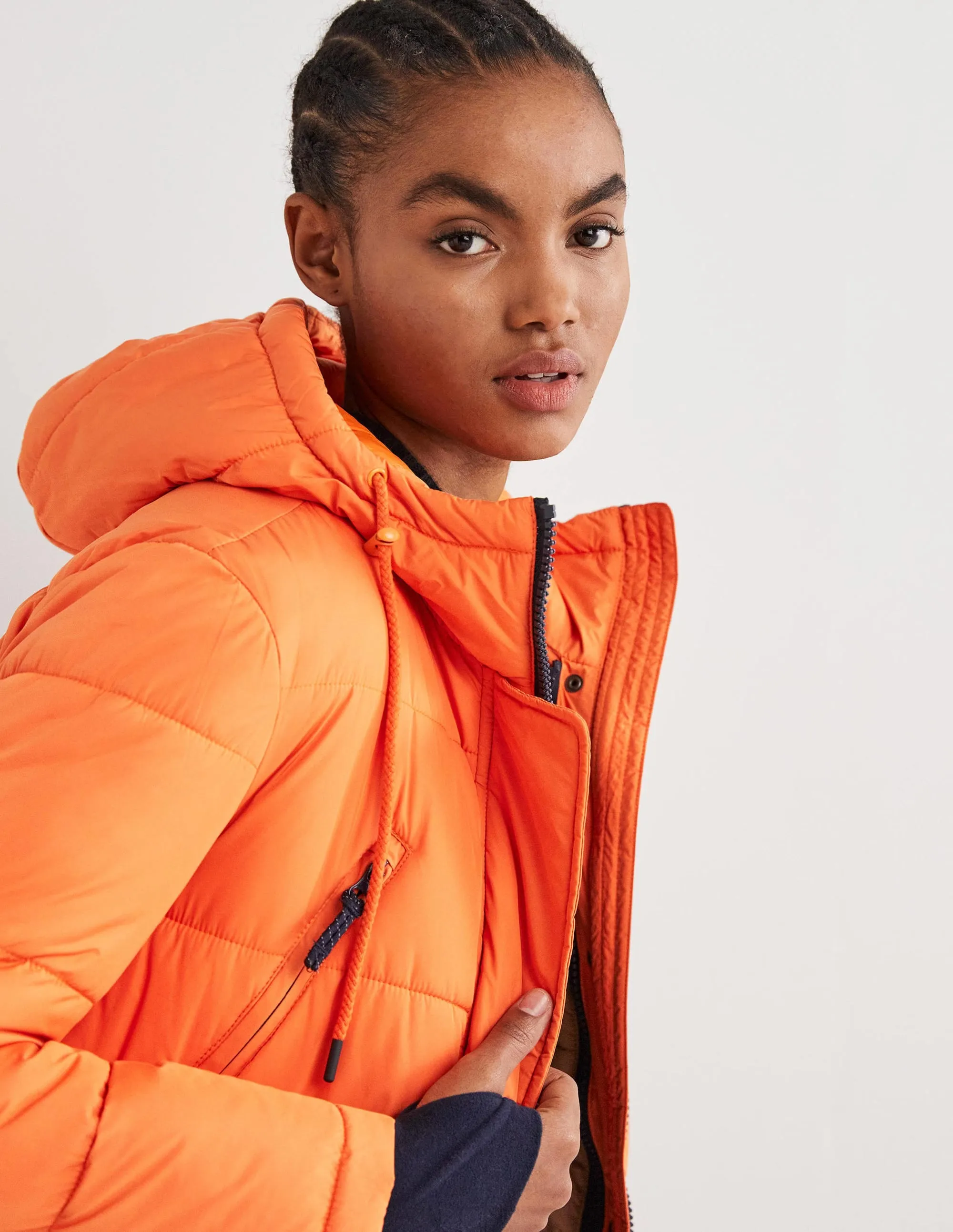 Longline Hooded Puffer Coat-Fire Opal