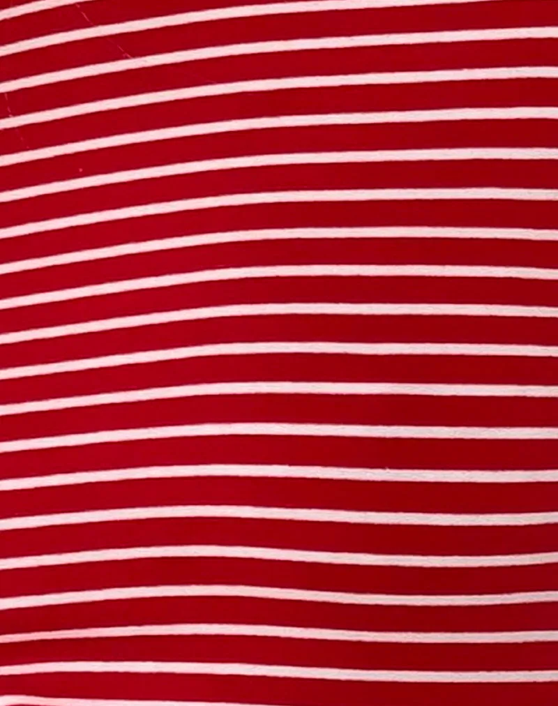 Masha Mini Dress in Red and White Stripe Jersey