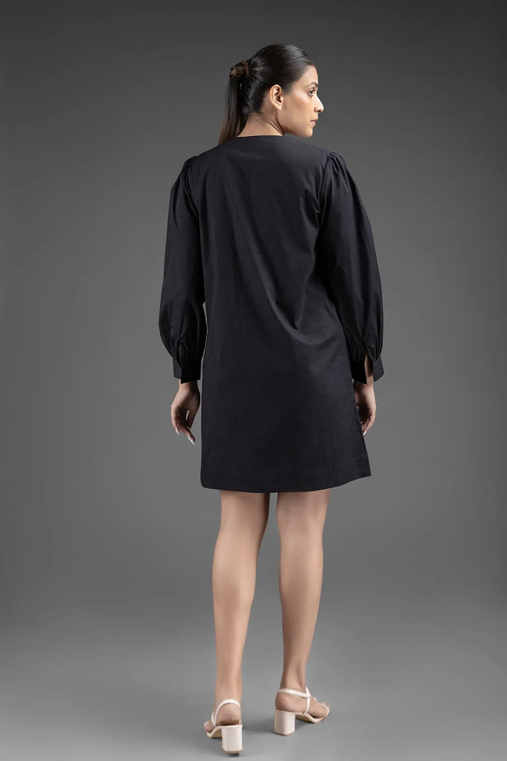 Matted Shift Dress - Black