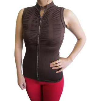 Mock Neck Tops with Full Zipper (FAB-11808)