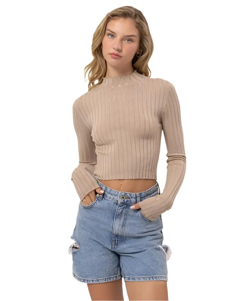 Molly Mock Neck Long Sleeve Crop Top