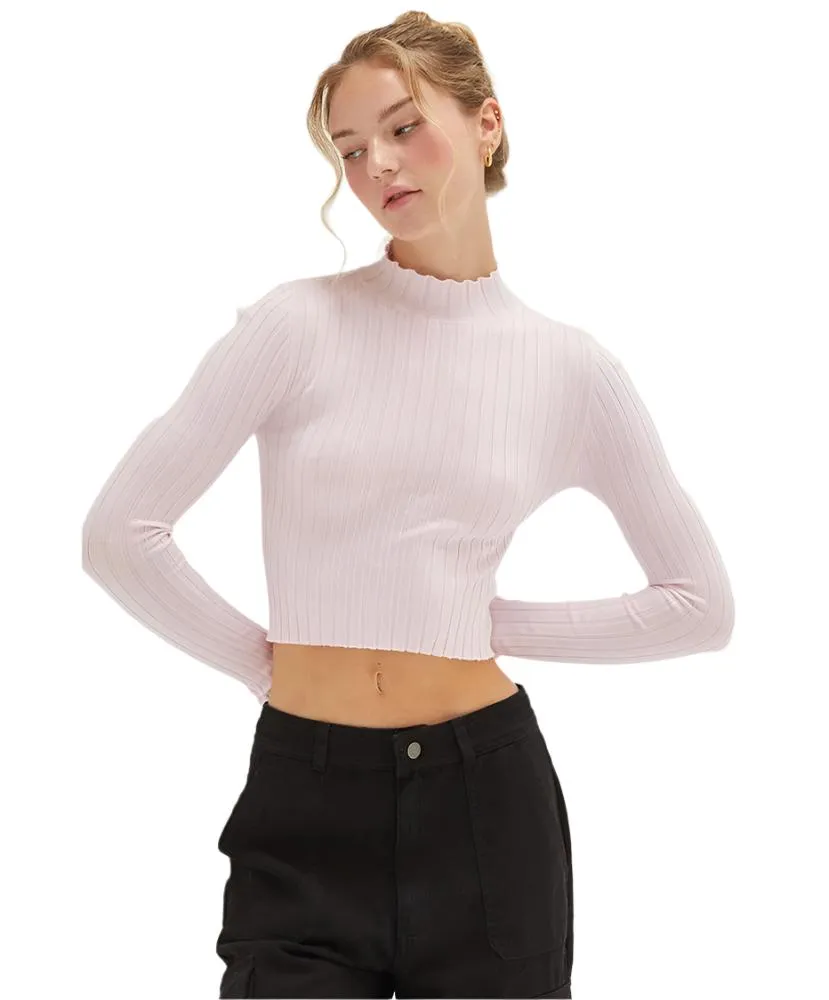 Molly Mock Neck Long Sleeve Crop Top