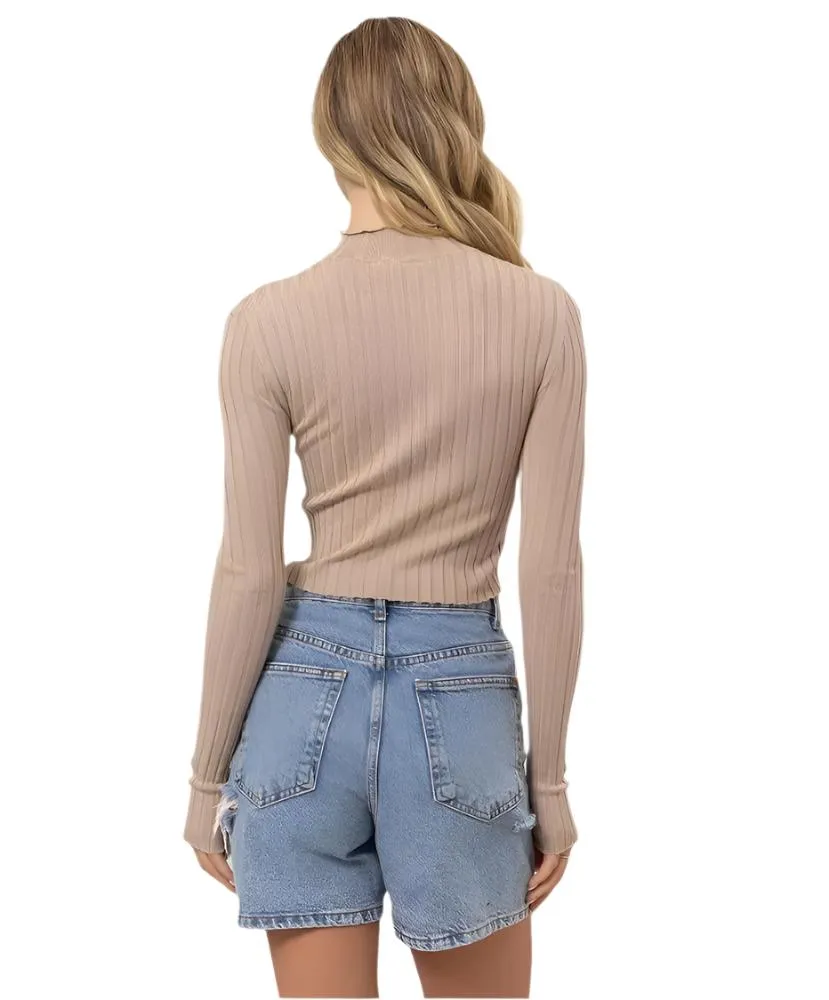 Molly Mock Neck Long Sleeve Crop Top