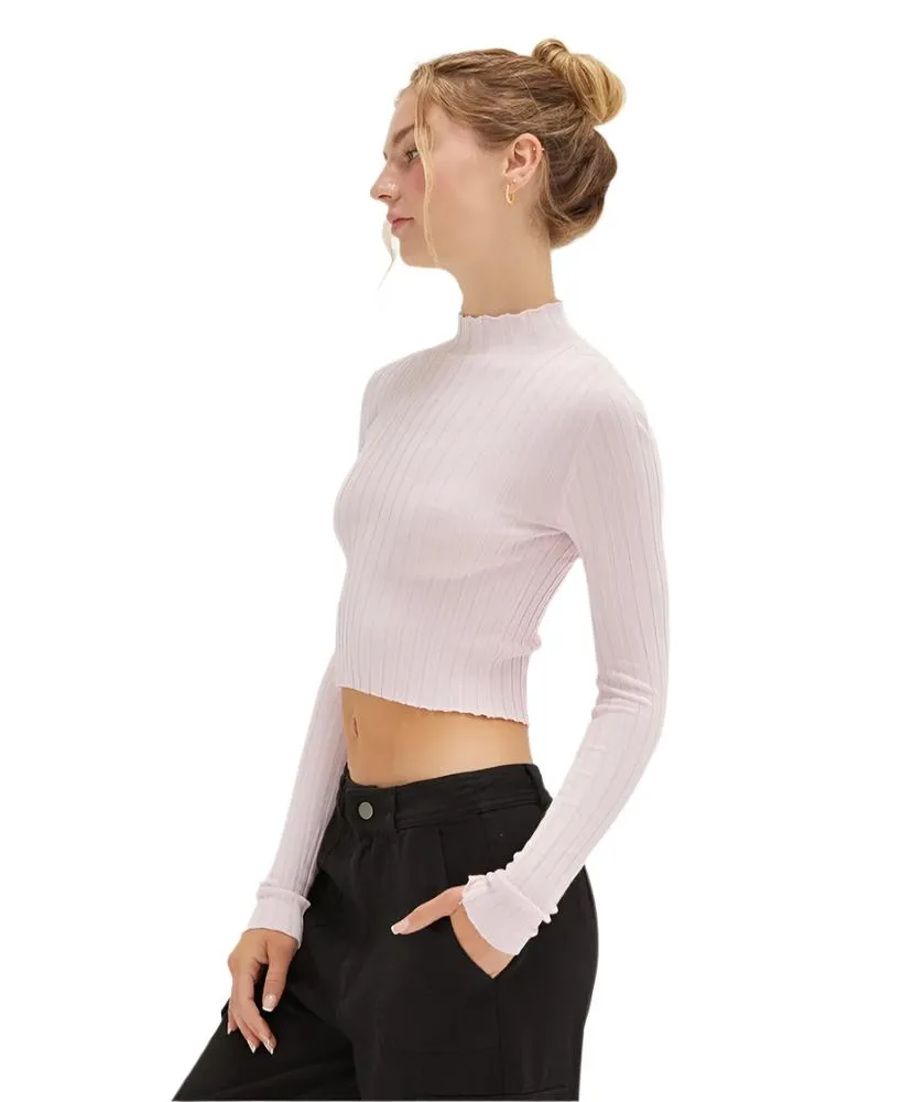 Molly Mock Neck Long Sleeve Crop Top