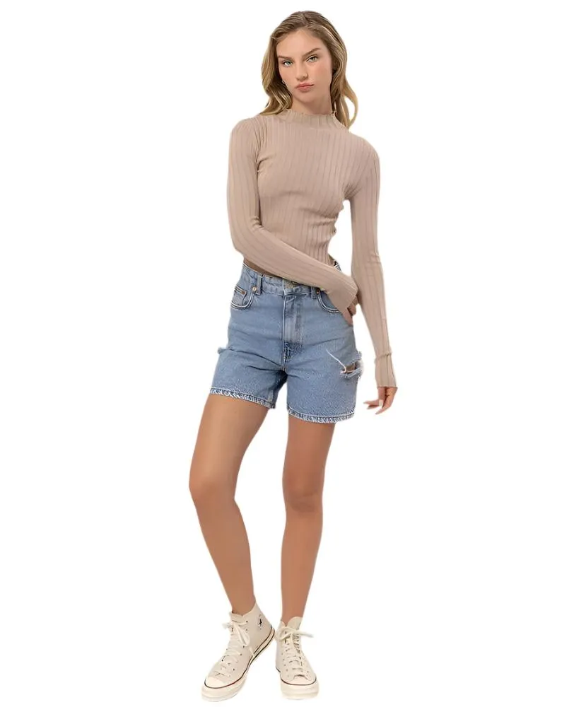 Molly Mock Neck Long Sleeve Crop Top