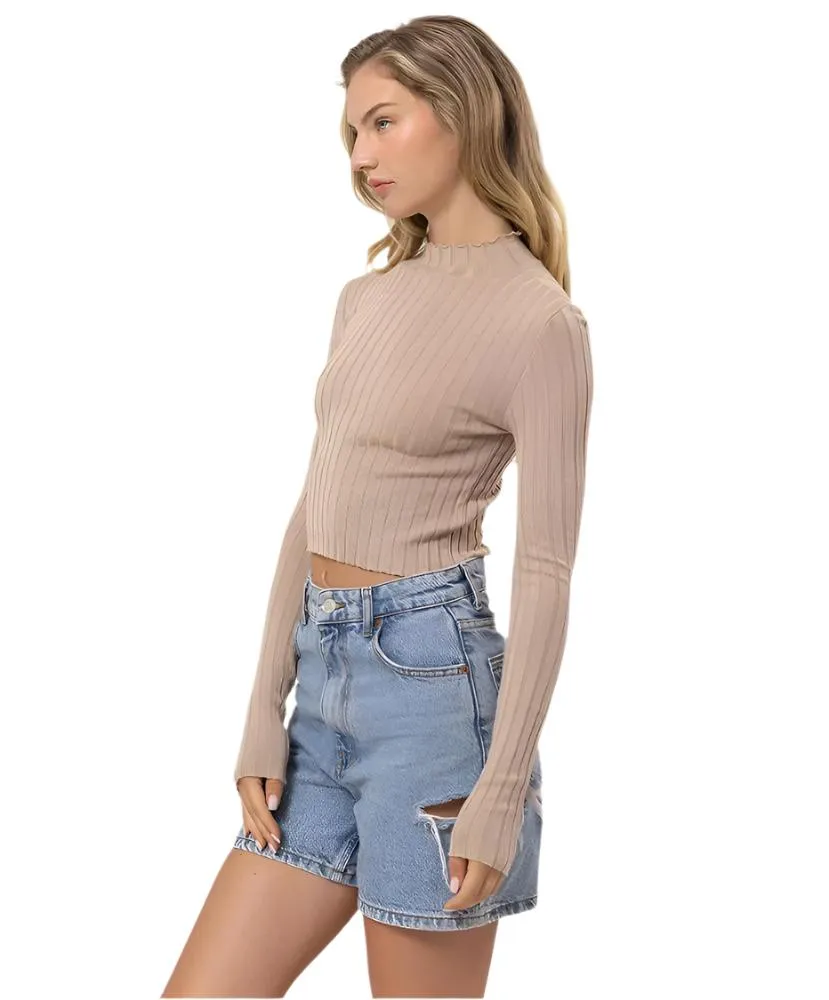 Molly Mock Neck Long Sleeve Crop Top