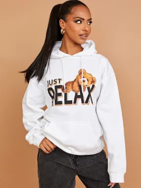 Nelly Just Relax Graphic Print Hoodie In White