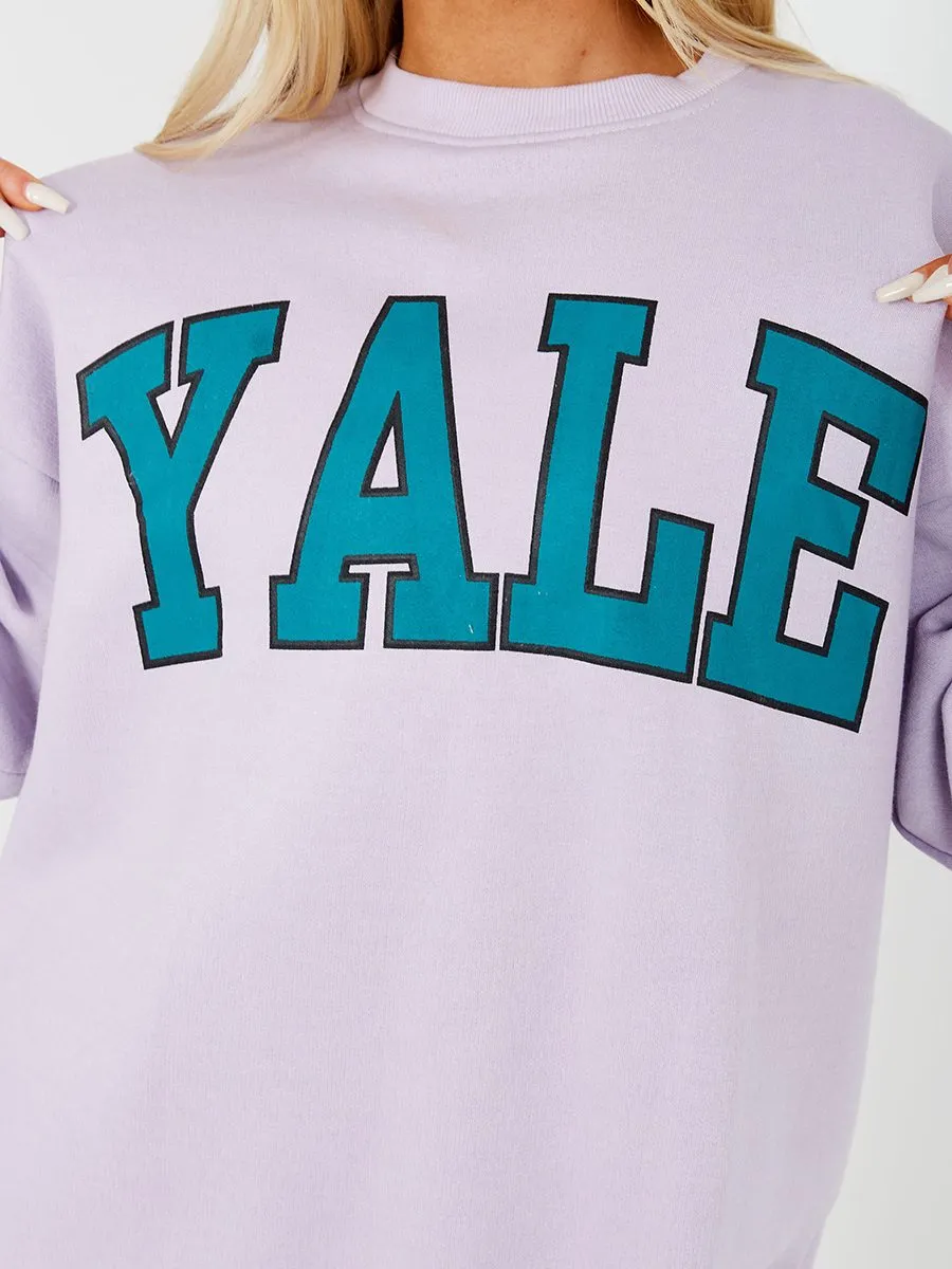 Nessy YALE Graphic Sweatshirt Jumper In Lilac