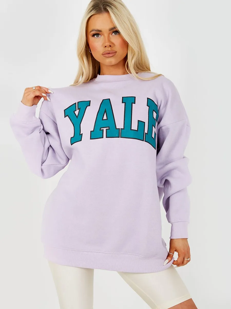 Nessy YALE Graphic Sweatshirt Jumper In Lilac