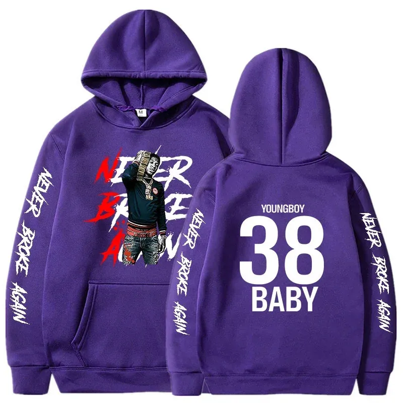 Never Broke Again Hoodies Men Fashion YoungBoy Graphic Printed Sweatshirts Women Cool Casual Harajuku Sportwear Hooded Pullovers