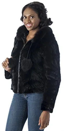 REED Women's Genuine Mink Fur Bomber Jacket -100% Real Fur - Imported