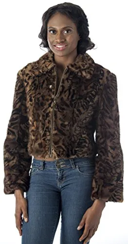 REED Women's Genuine Mink Fur Bomber Jacket -100% Real Fur - Imported