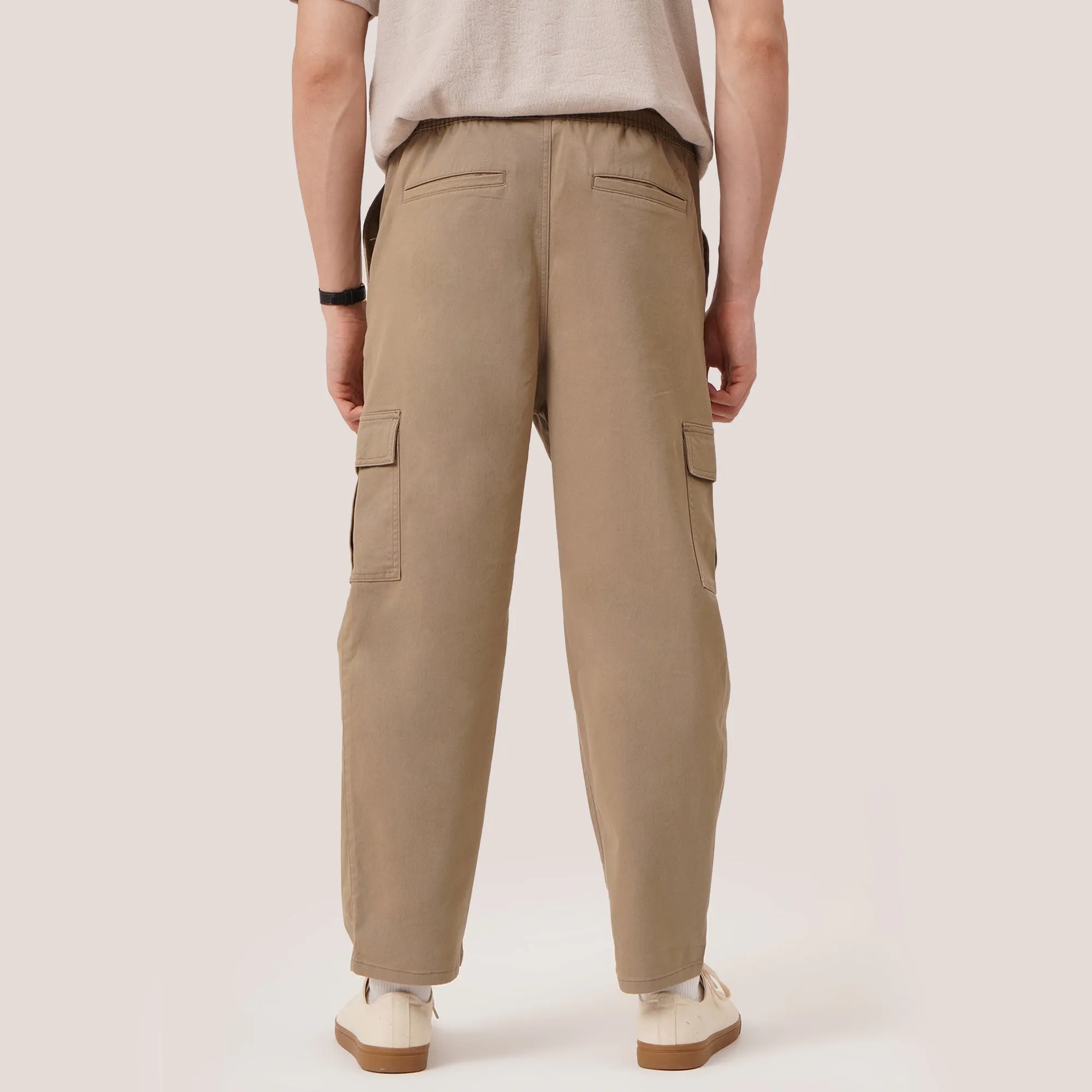 Relaxed Fit Gartered Twill Cargo Pants