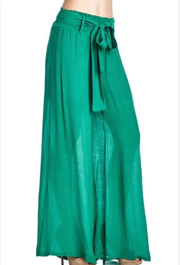 RELAXED FIT GREEN HIGH WAIST PANTS