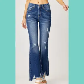 Risen HR Distressed Flare Jeans