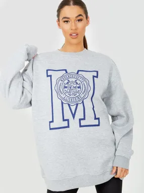 Sandy Massachusetts University Graphic Sweatshirt Jumper In Grey