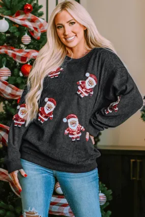 Sequined Santa Claus Graphic Sweatshirt