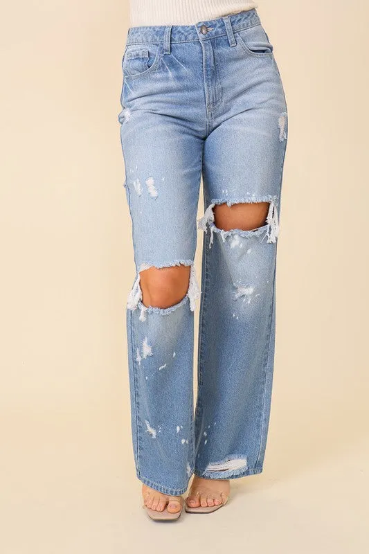 Splatter Distressed Denim