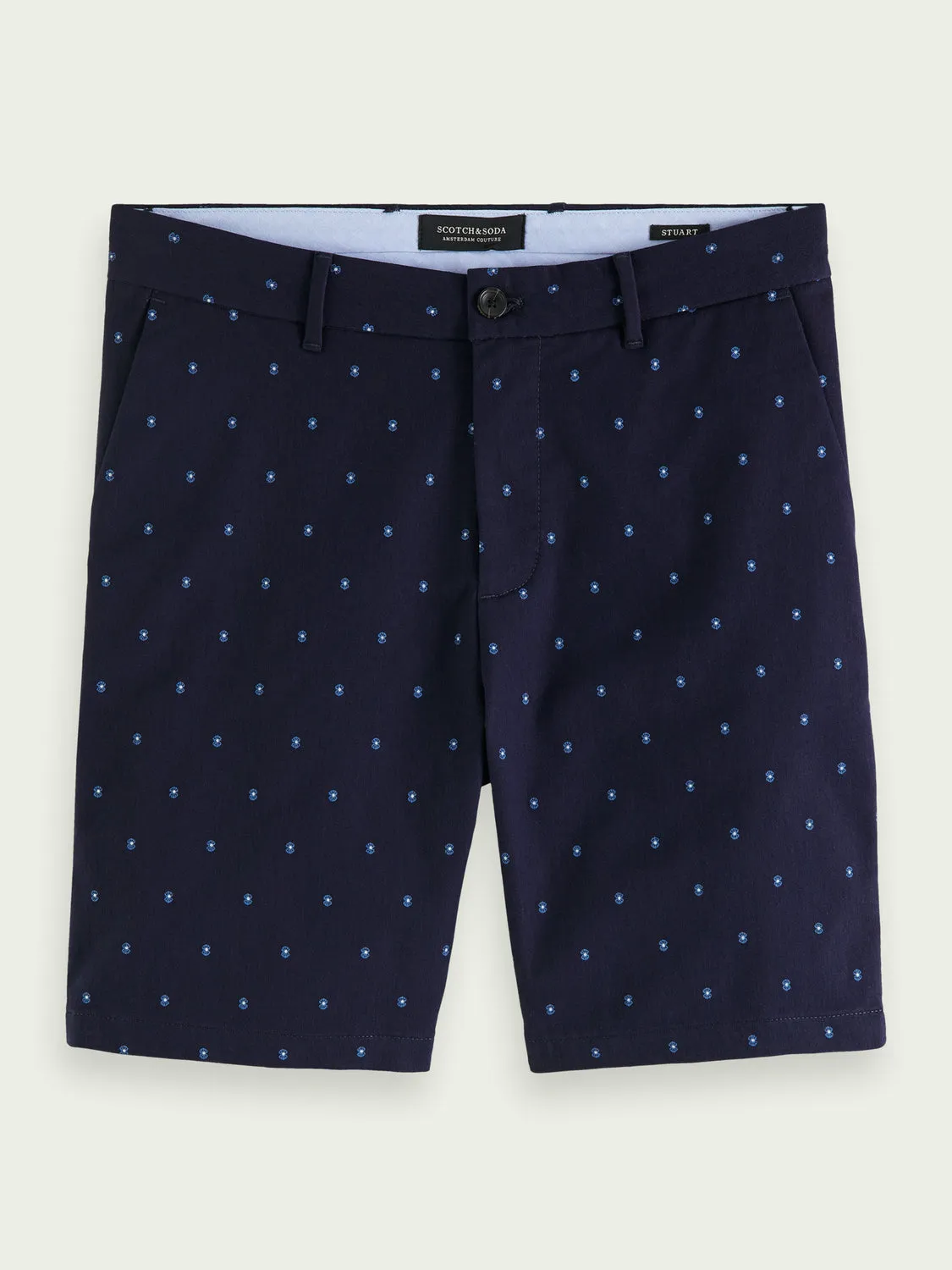 Stuart Twill Chino Short Print (Navy Print)