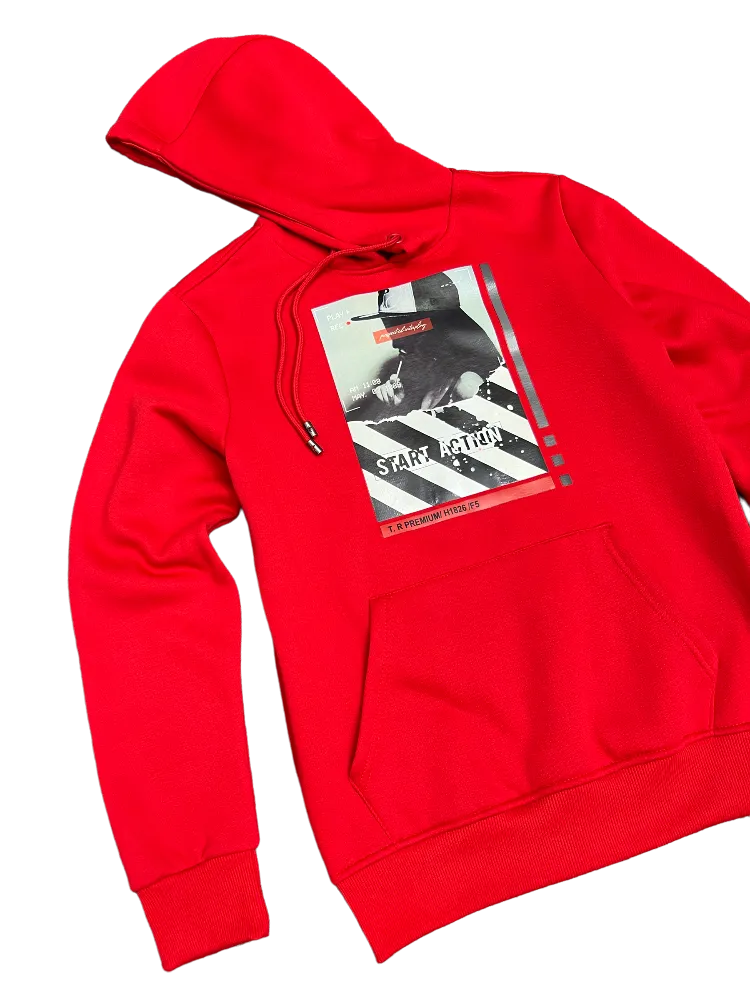 Tailored Recreation Red Men's Graphic Hoodies Regular-Fit